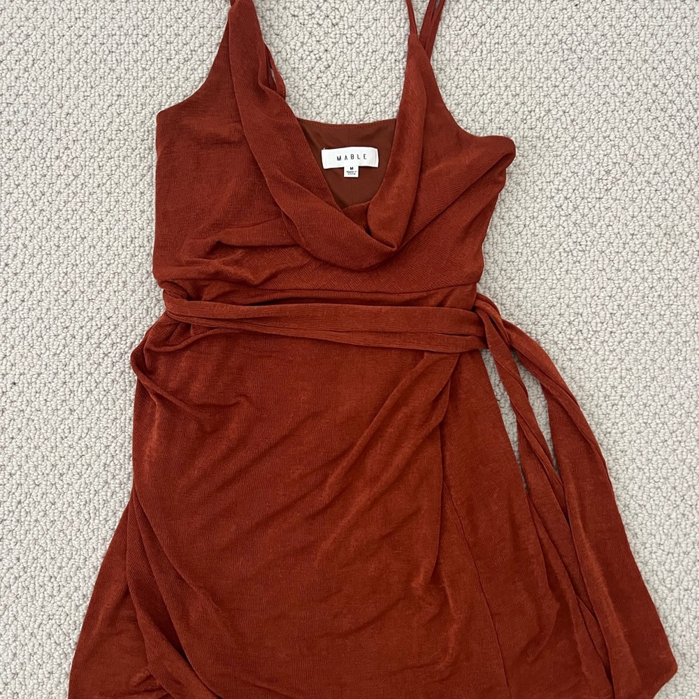 Mable Rust Cowl Neck Mini Dress